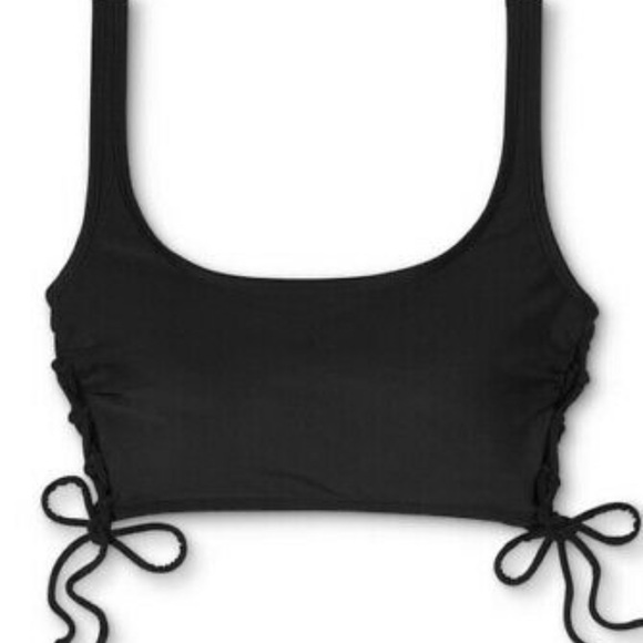 Xhilaration Juniors' Lace-Up Longline Bralette Bikini Top Black - Picture 4 of 5